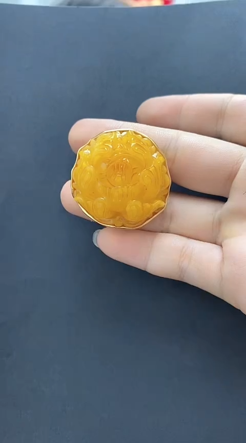 【闪购商品】琥珀裸石银S925镶嵌蜜蜡戒指