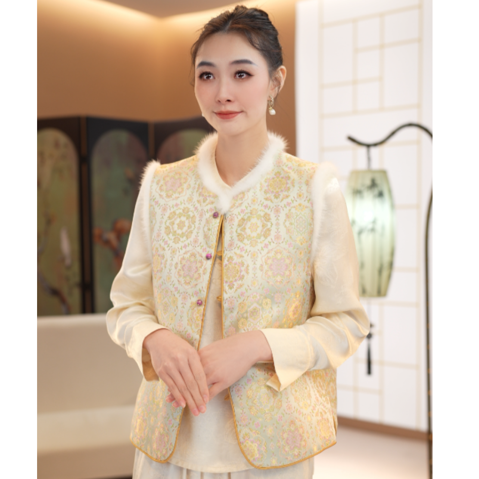 品优2025冬款新中式新款高端气质新中式马甲2025D2017-阿珍
