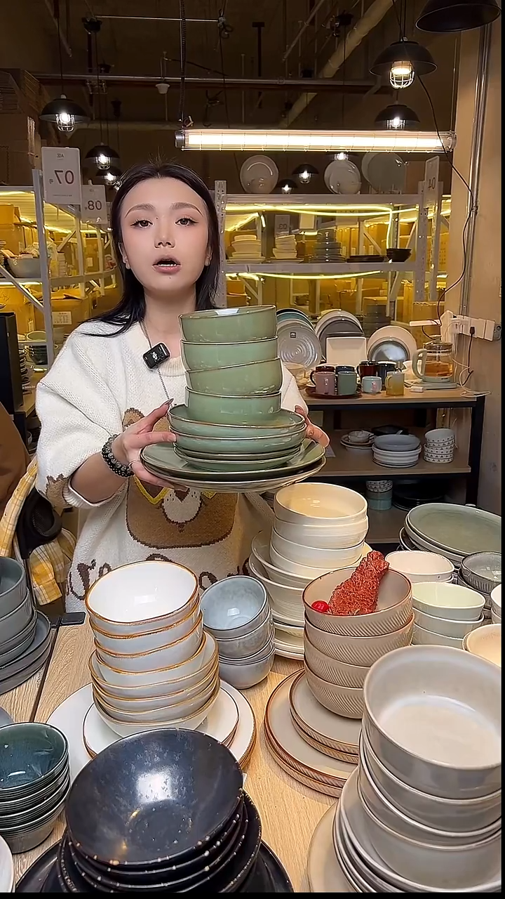 瓷52（十件套）外贸尾货窑变釉下彩默外微瑕