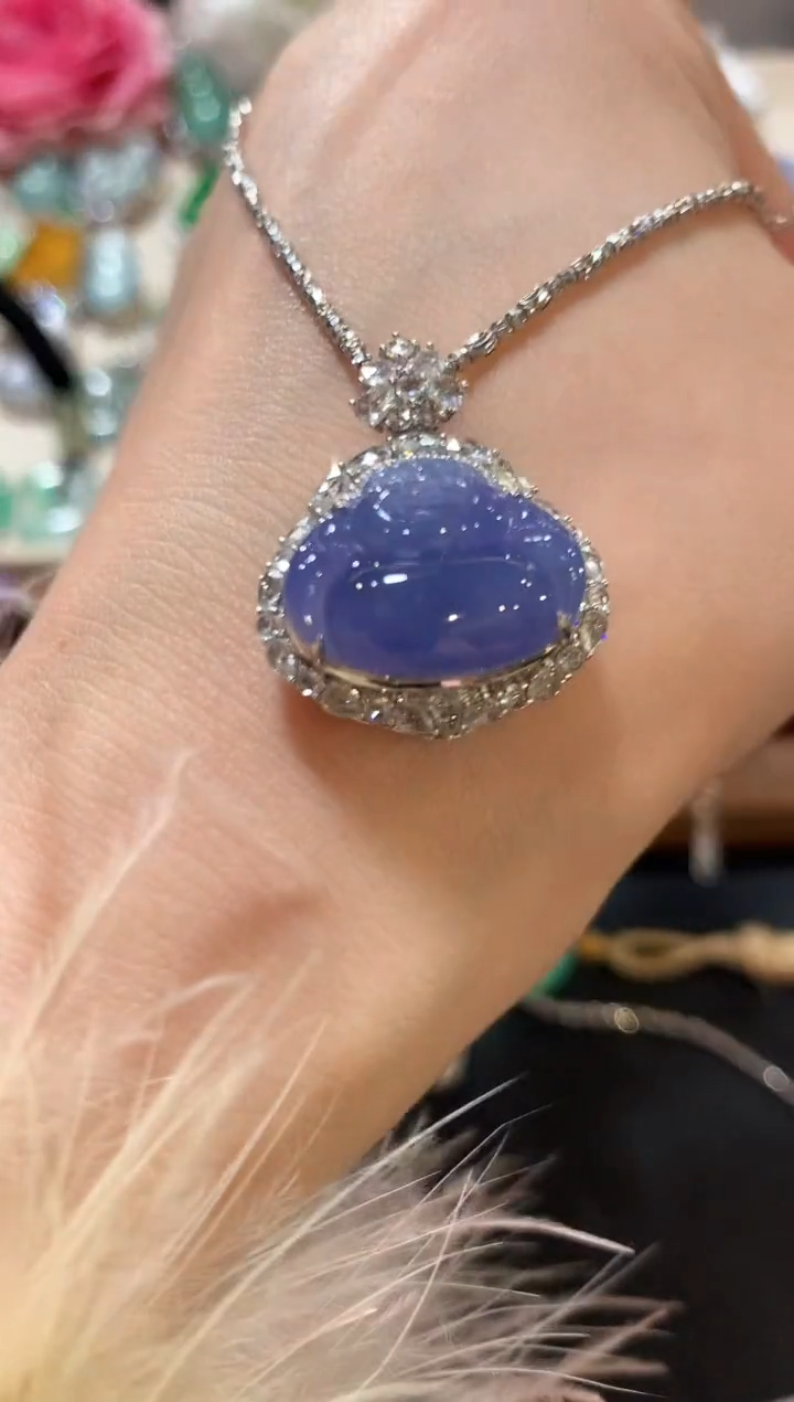 吊坠(不含链)18K金镶嵌翡翠m110   紫色有色差