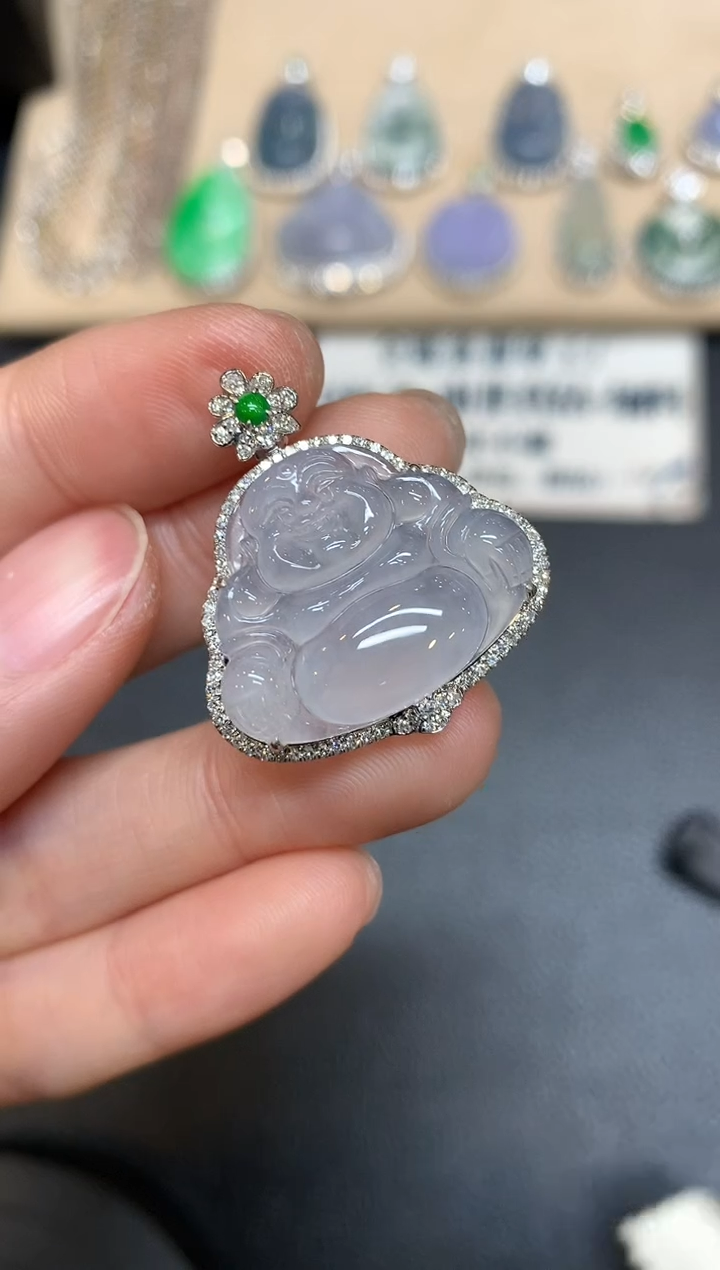 【闪购商品】翡翠吊坠(不含链)18K金镶嵌佛公【无服务费