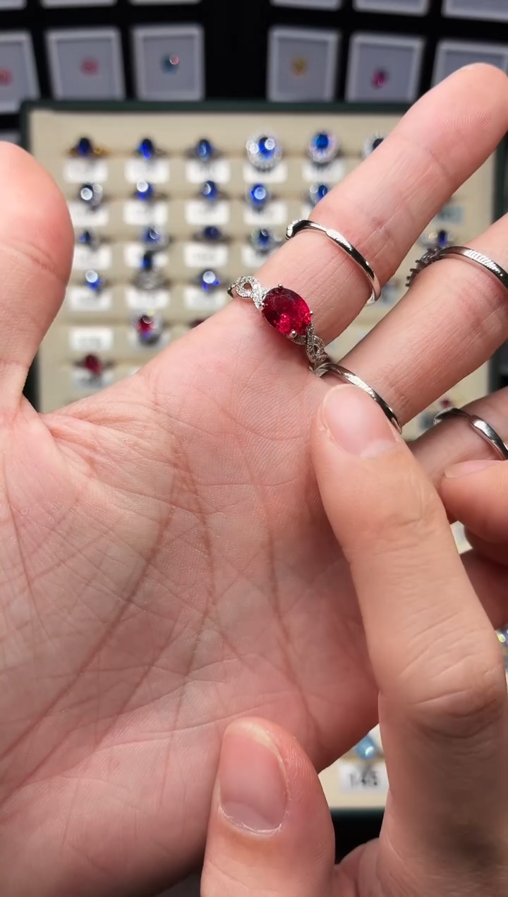 银S925镶嵌戒指红宝石1