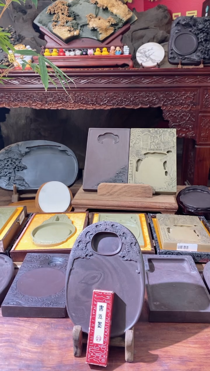 【闪购商品】砚乡姐妹端砚宋坑雕刻作品+书道墨x1