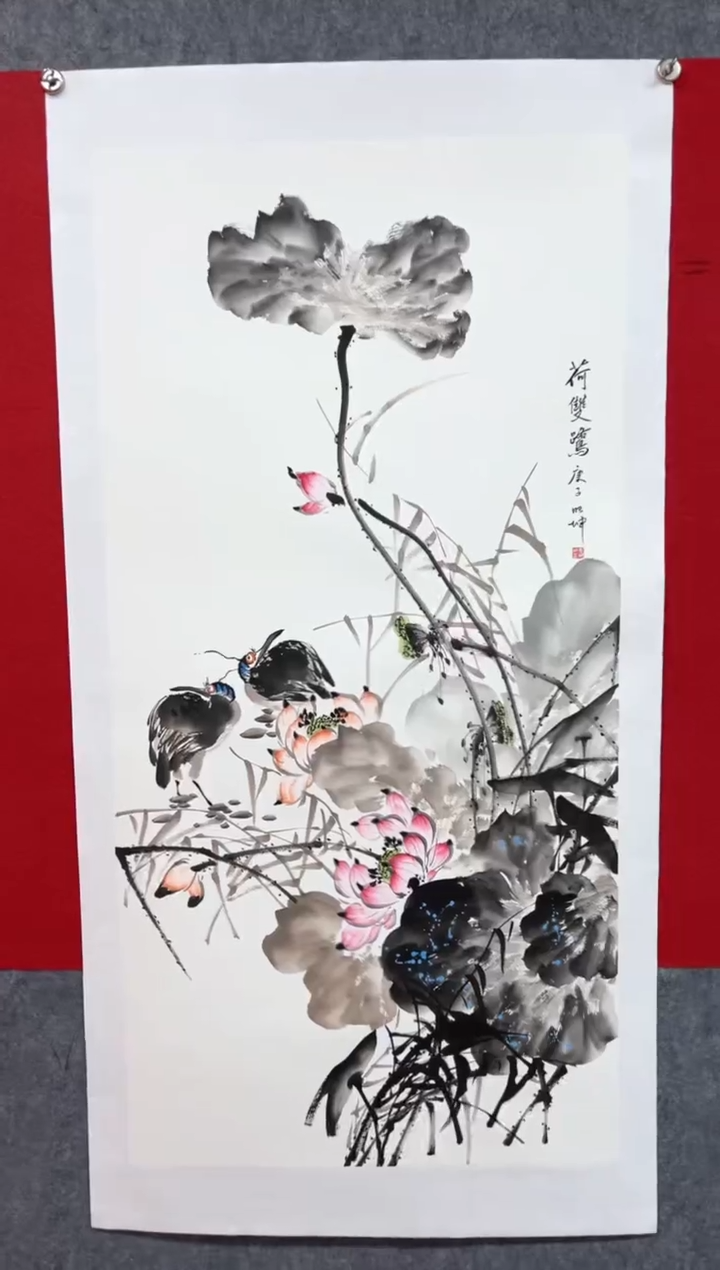 【闪购商品】书法孟昭坤国画荷双鹭