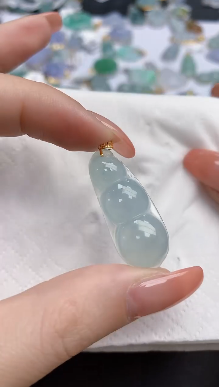 【闪购商品】翡翠颈饰18K金镶嵌天然缅甸翡翠A货