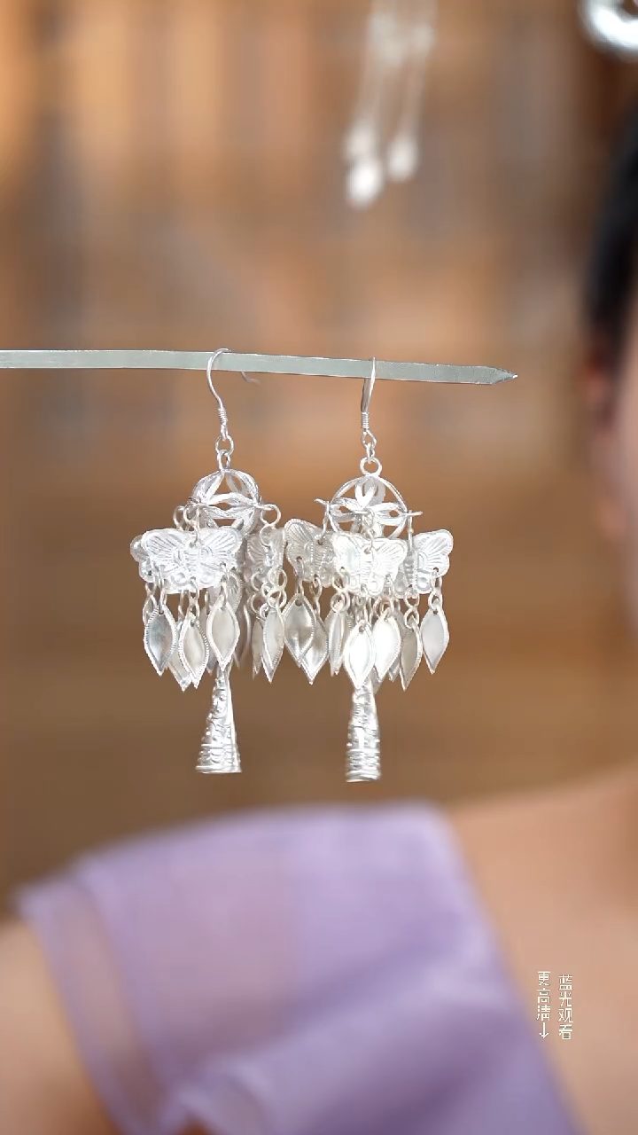 珐琅足银新款绣球款耳环