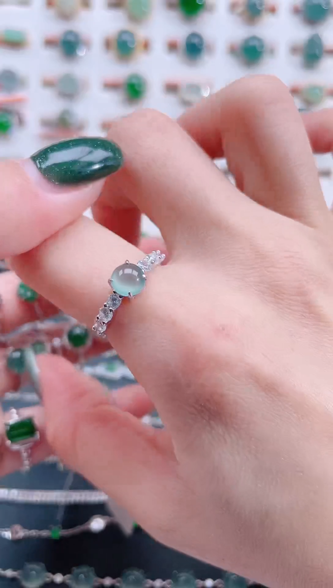 银S925镶嵌戒指翡翠天然翡翠