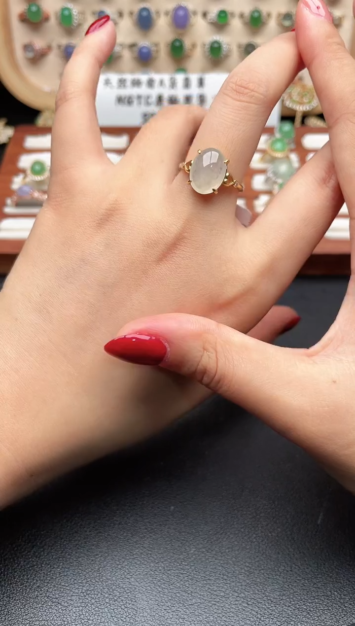 银S925镶嵌戒指翡翠一物一证一礼盒