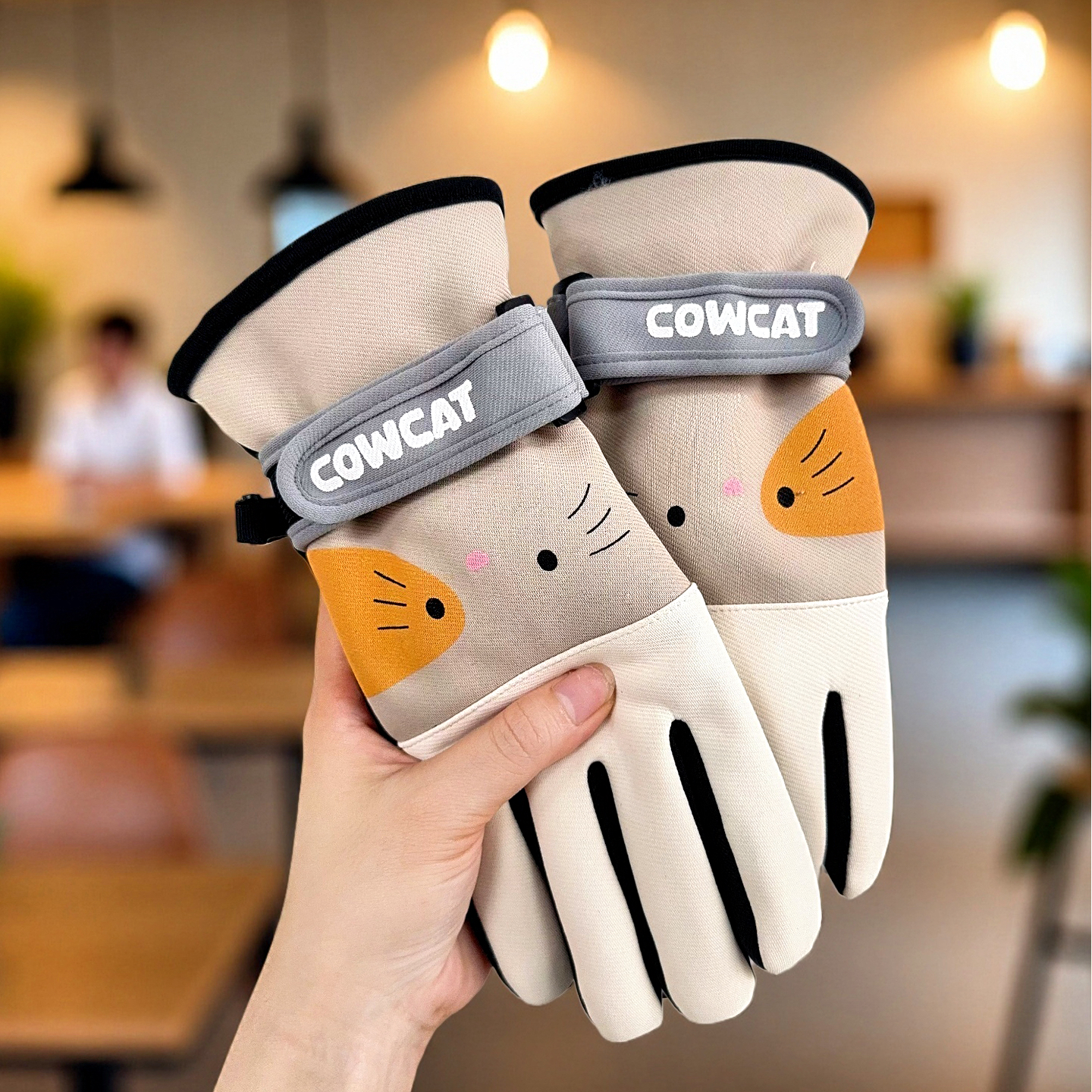 可爱加绒加厚学生跑步户外骑行骑车秋冬天保暖触屏防滑绒棉手套女