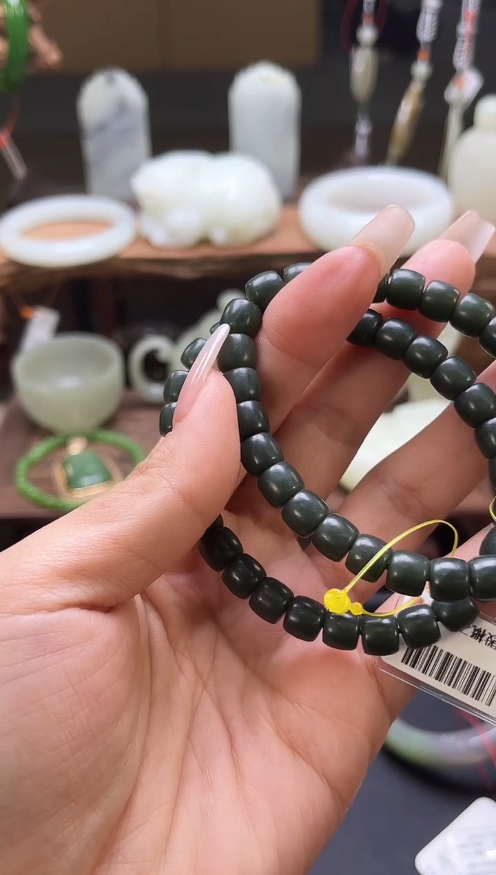 【闪购商品】和田玉手串未镶嵌青海希拉极限弧卡8 多样性发一
