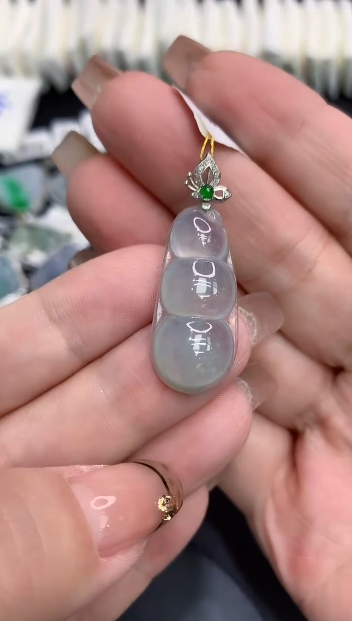 吊坠(不含链)18K金镶嵌翡翠11