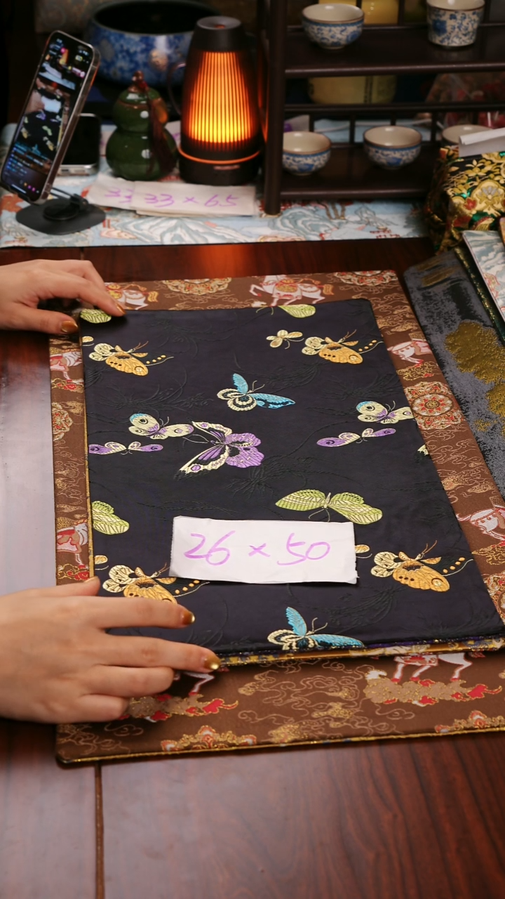 【梦幻蝴蝶双面】中国风干泡织锦茶席26*50