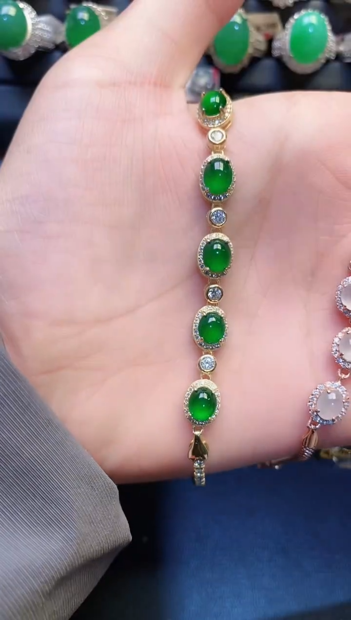 银S925镶嵌戒指翡翠美****始天然