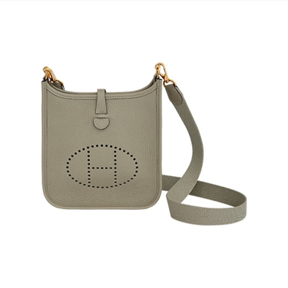 全新未使用 Hermes/爱马仕 小花6枫Evelyne MINI 16鼠尾草绿B刻包