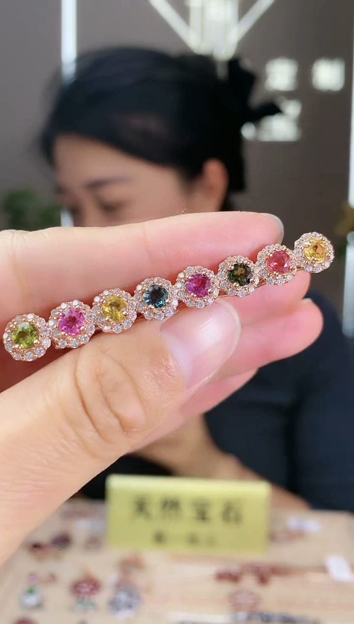 【闪购商品】碧玺发夹银S925镶嵌发夹