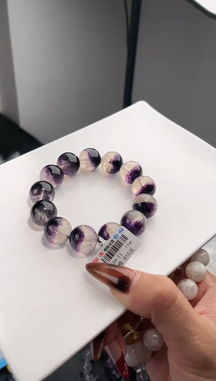 【闪购商品】萤石手链未镶嵌多样性发一半盆紫萤石17,mm