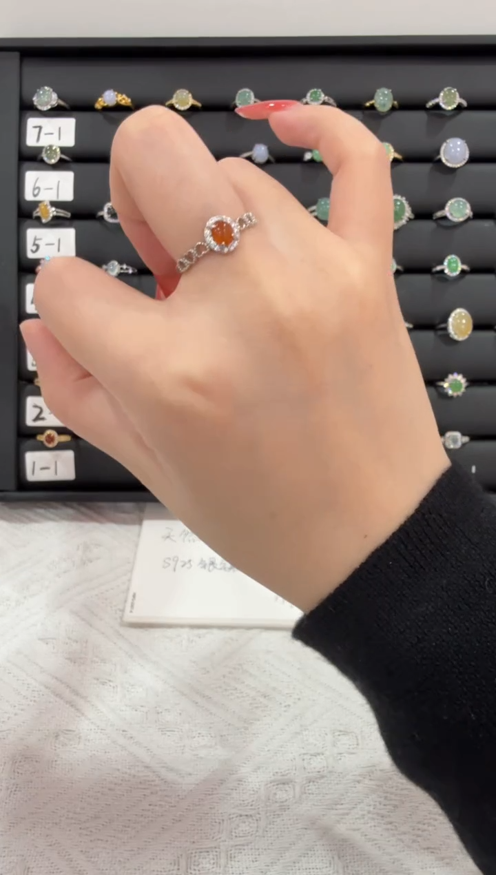 银S925镶嵌戒指翡翠053