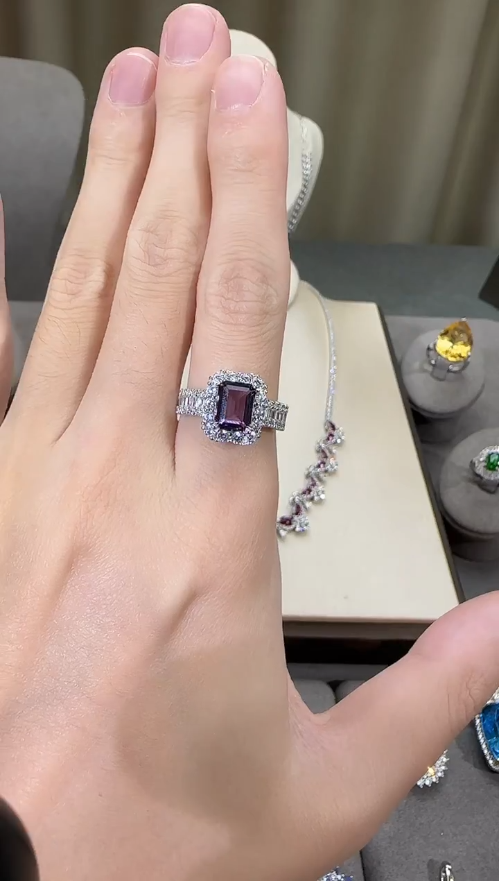 银S925镶嵌戒指紫晶10*8mm戒指设计款