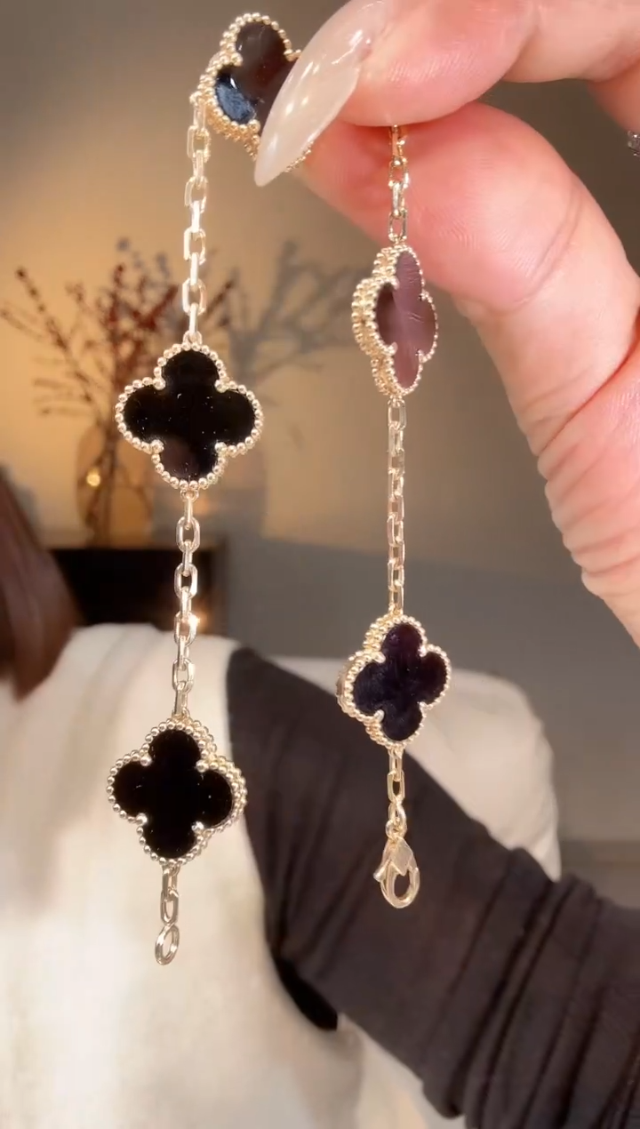 【闪购商品】玛瑙/玉髓手链18K金镶嵌黑色