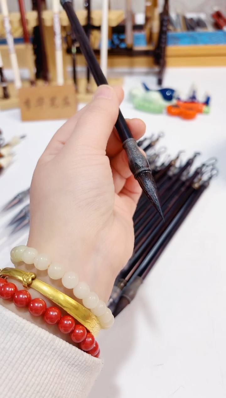  听风 黑檀杆灰尾毛料1支 作品款