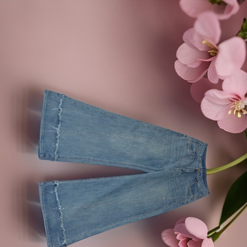 时尚毛边设计显瘦直筒牛仔裤休闲百搭气质长裤