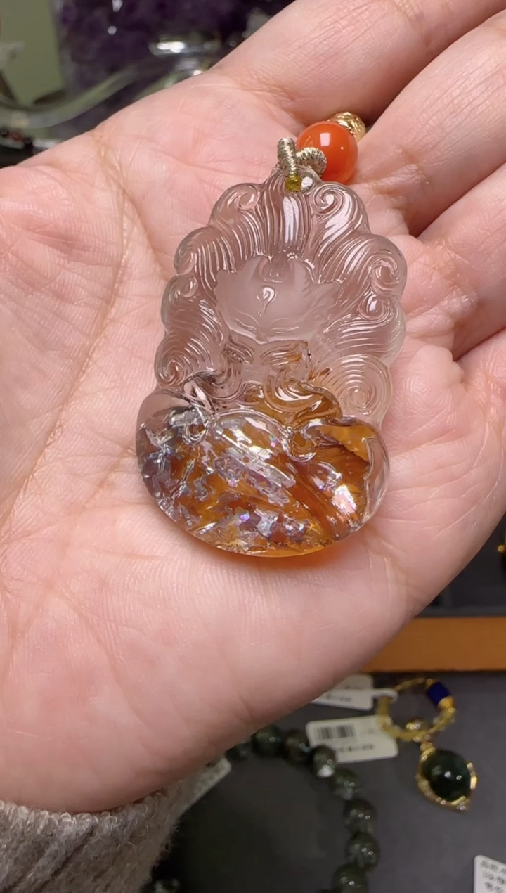 【闪购商品】水晶吊坠未镶嵌黄胶花凤九吊坠 JP38125成成