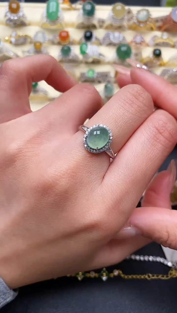 【闪购商品】翡翠戒指银S925镶嵌3333333+8