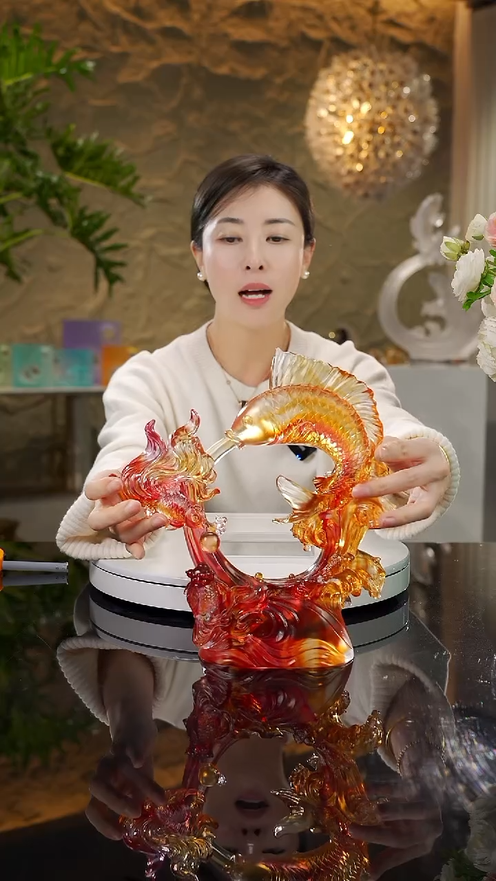 【闪购商品】瓷片鱼跃龙门脱蜡工艺琉璃