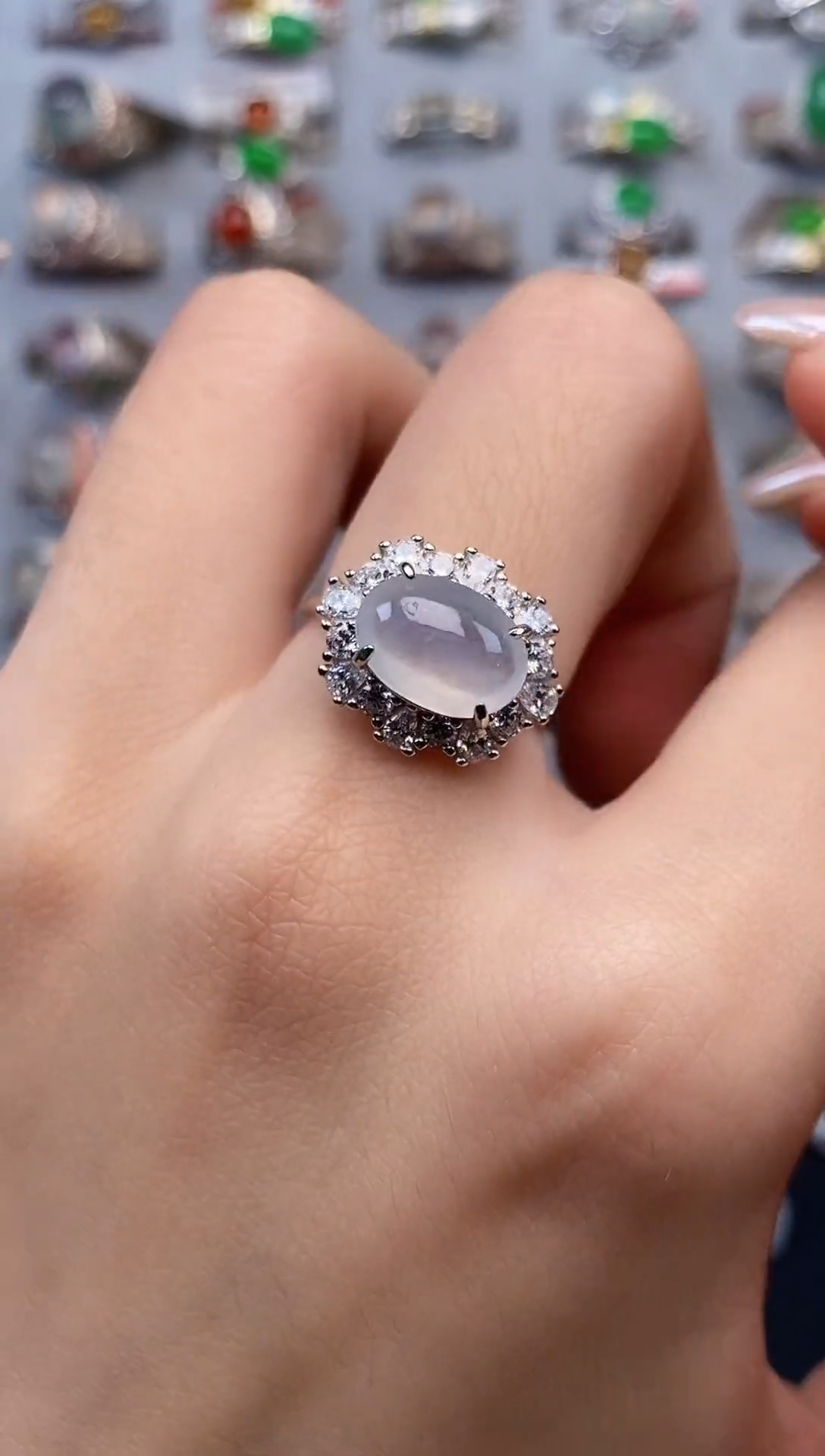 银S925镶嵌戒指翡翠 天然A货翡翠14