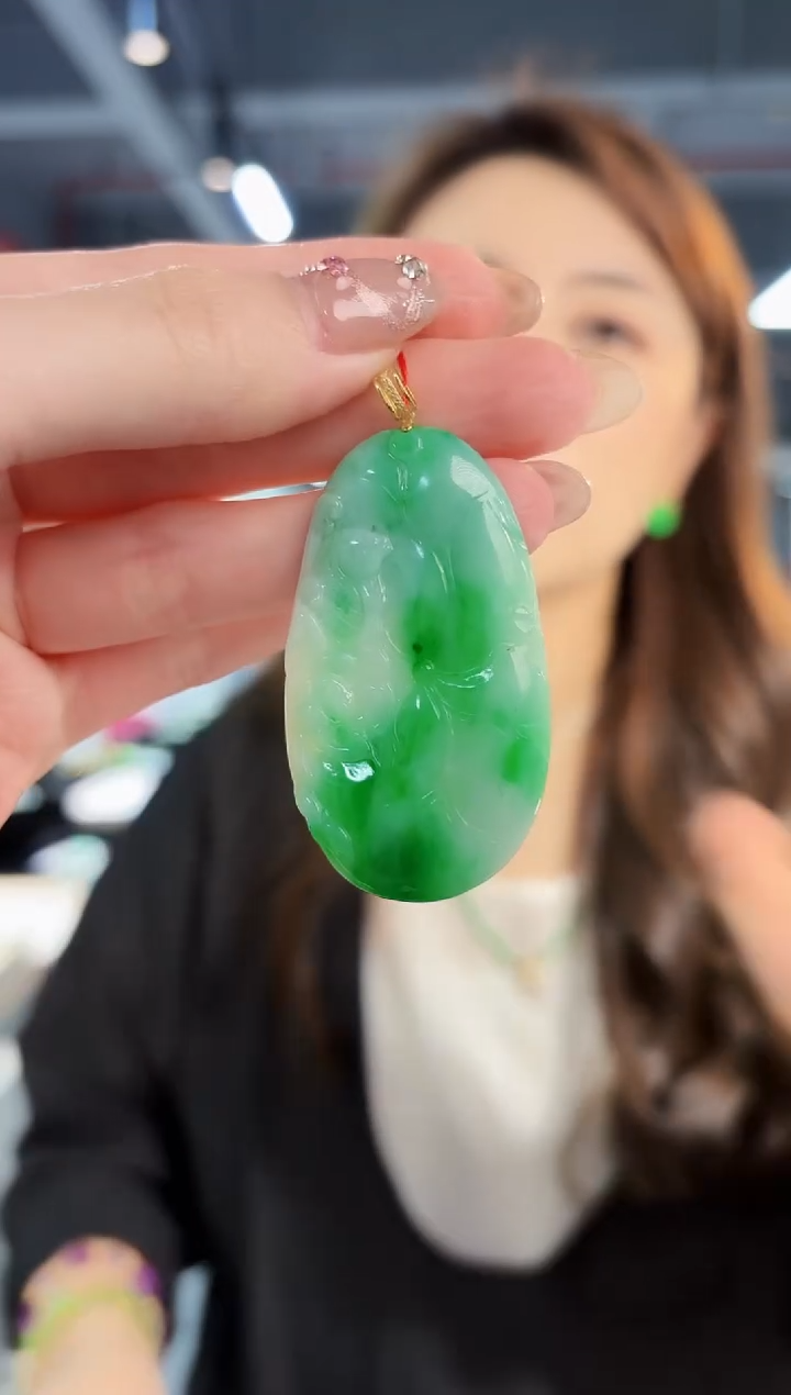 【闪购商品】翡翠颈饰18K金镶嵌缅料A货/支持复检/一件