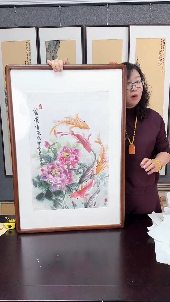 【闪购商品】国画牡丹实木装裱