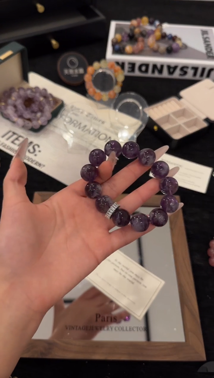 合金手链水晶浓郁紫兔毛x3602