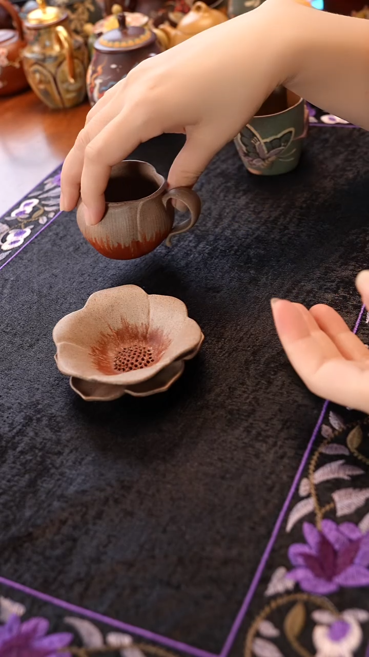 茶壶紫砂桃花泥茶漏