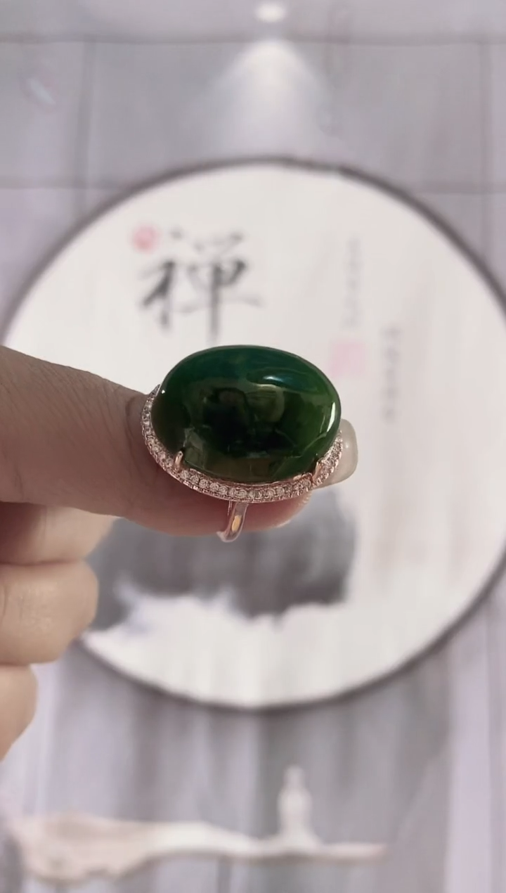合金戒指和田玉（碧玉）（大戒指25×18）多样性发货