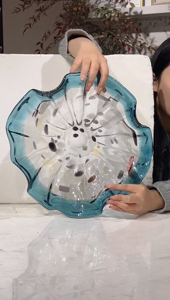 【闪购商品】琉璃蓝色荷叶小果盘