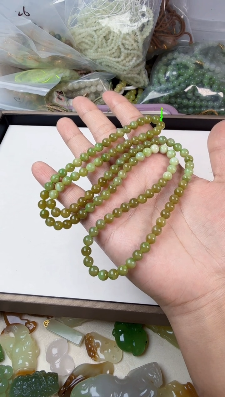 颈饰未镶嵌和田玉6mm项链