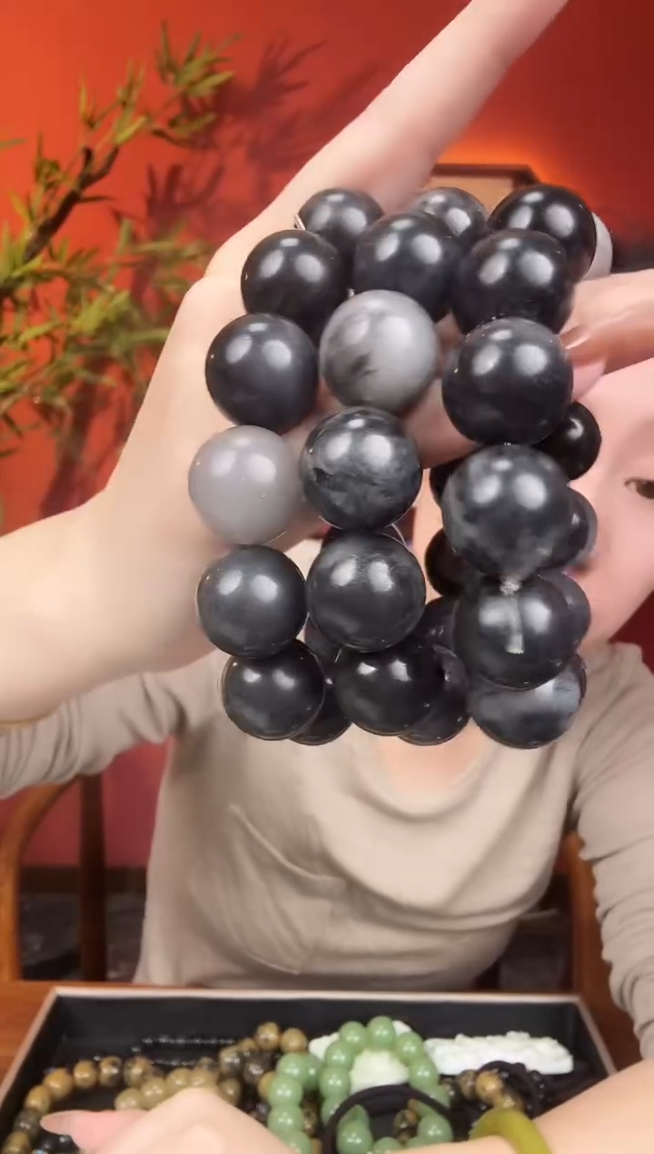 未镶嵌手串石英质玉河北 青花圆形珠卡18