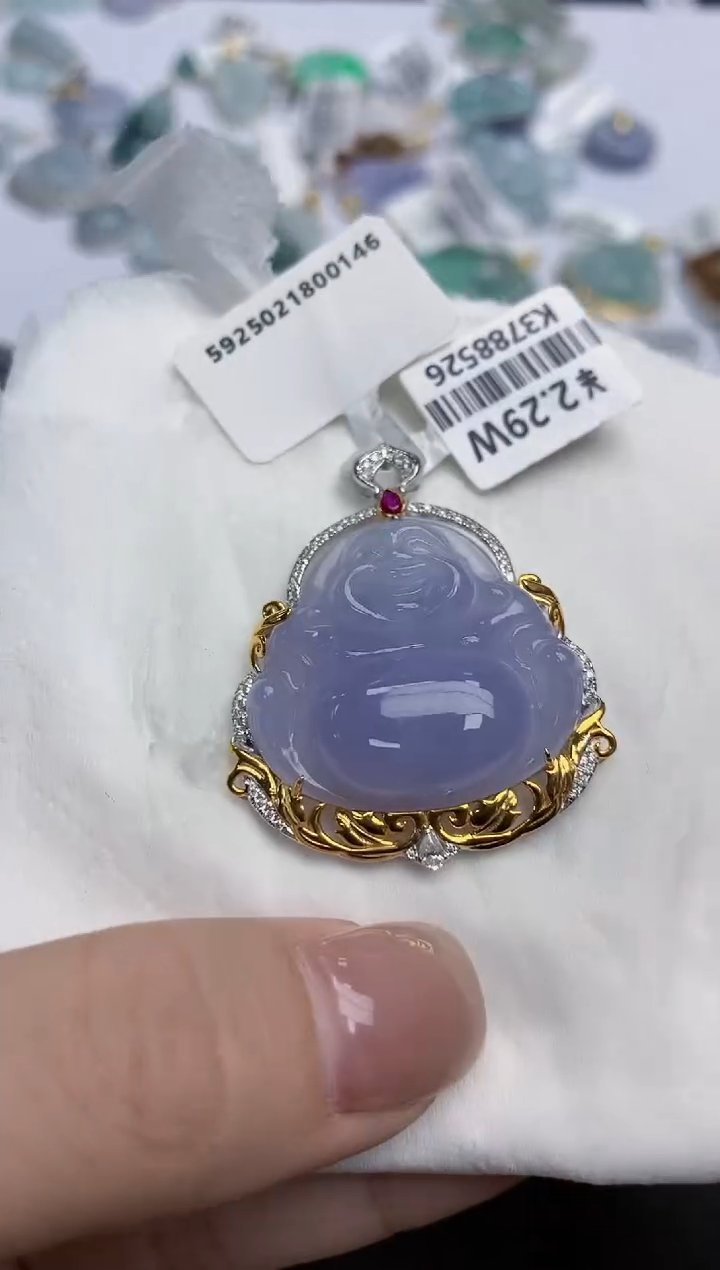 【闪购商品】翡翠颈饰18K金镶嵌天然缅甸翡翠A货