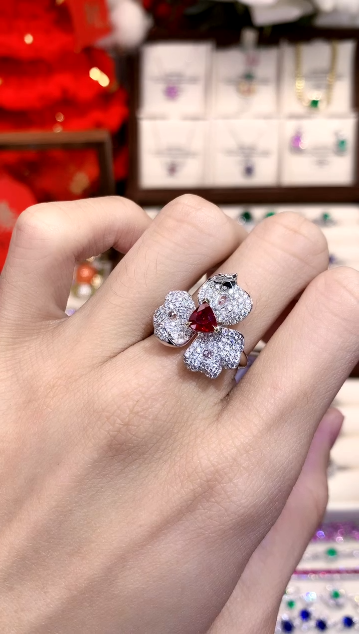 【闪购商品】红宝石戒指18K金镶嵌1ct/天然宝石/七天无理由