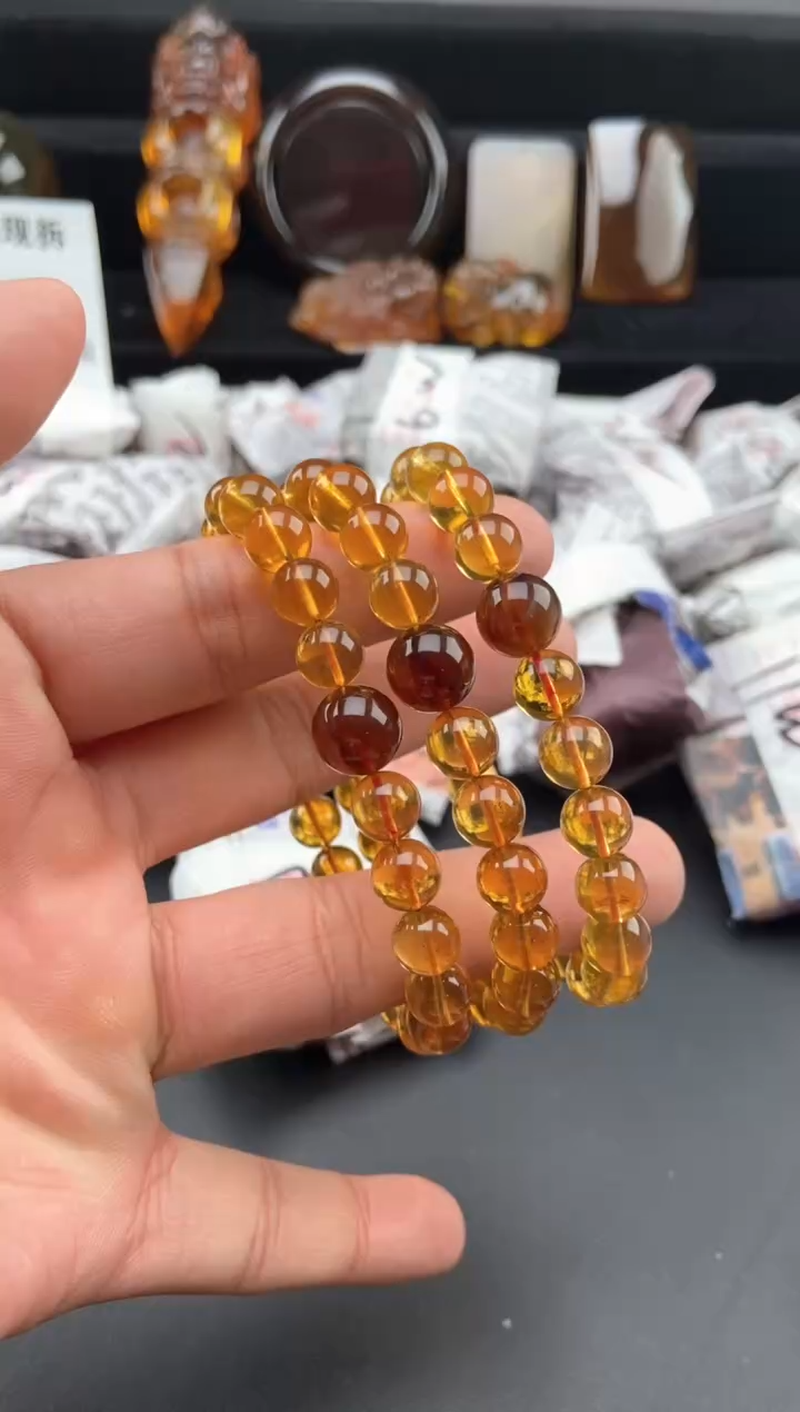 【闪购商品】琥珀手链未镶嵌鸿运当头手串【多样性发货其中一】