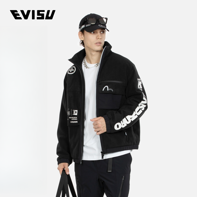 EVISUKURO男士多重图案印花毛绒夹克加厚外套2EAGNM3JK5012XXPQ