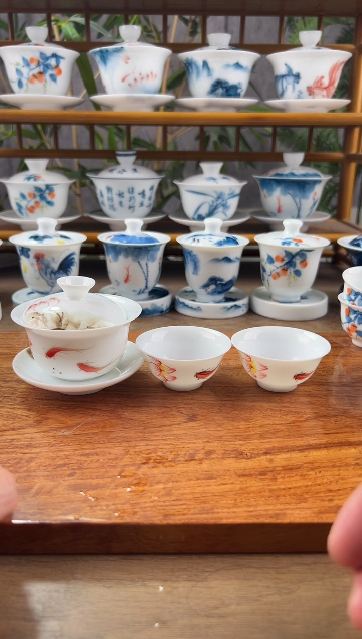 【闪购商品】微瑕红鱼荷花80ml三才+小玉兰杯2个