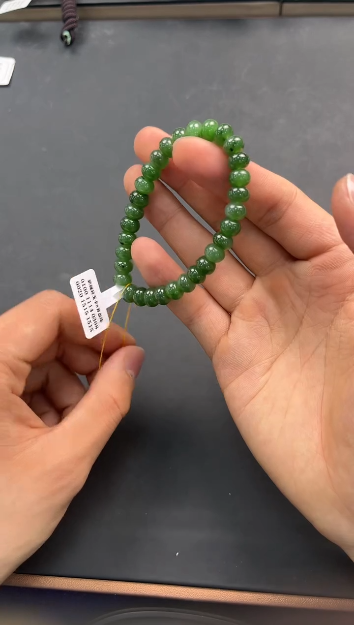 未镶嵌手串和田玉和田碧玉算盘珠手串卡8微色差