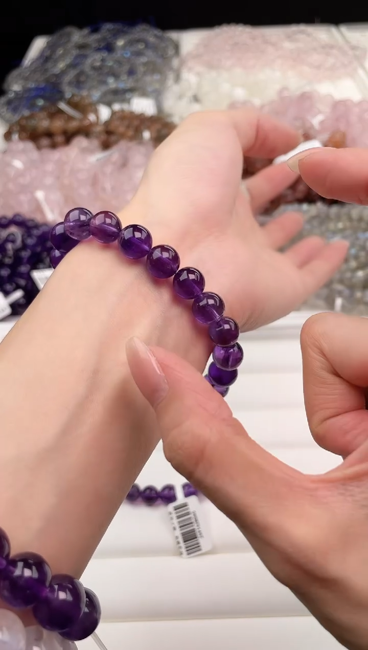【闪购商品】水晶手链未镶嵌天然乌拉圭紫水晶9mm