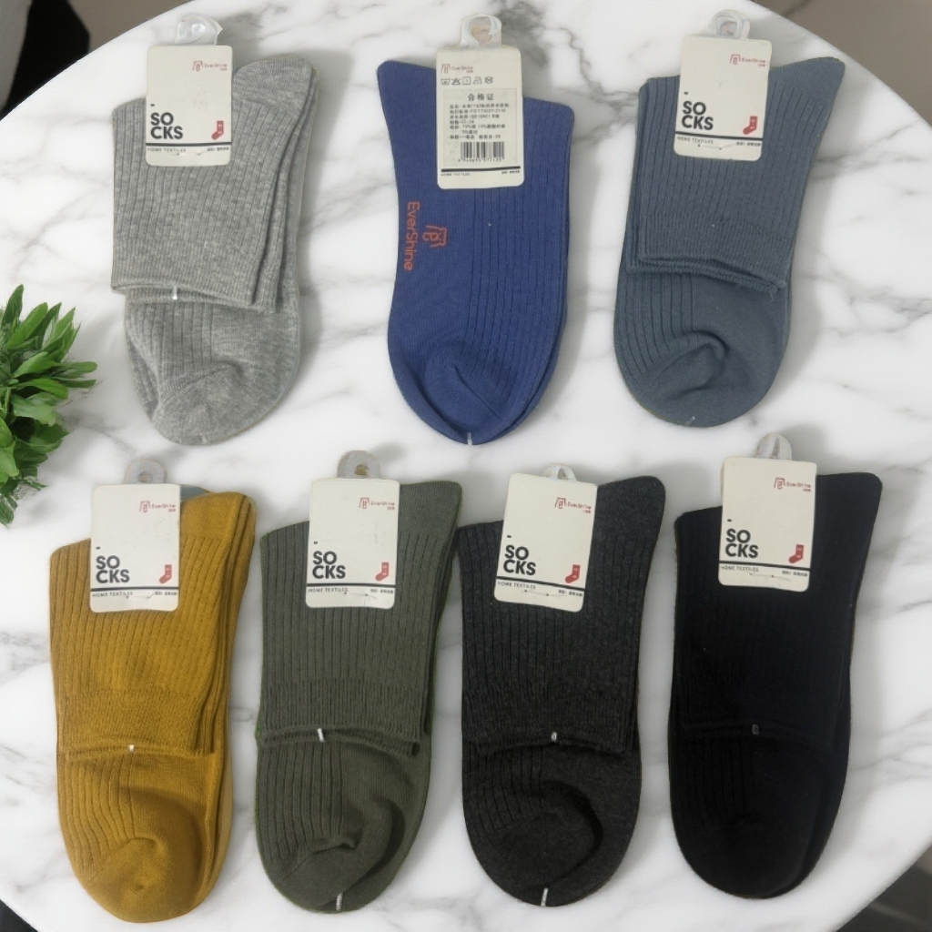 男士秋冬纯色中筒棉袜7双/组