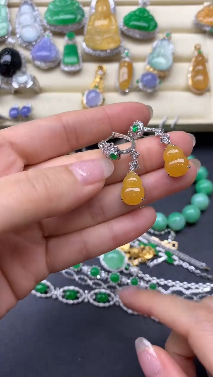 【闪购商品】翡翠耳饰18K金镶嵌558-中国好珍宝