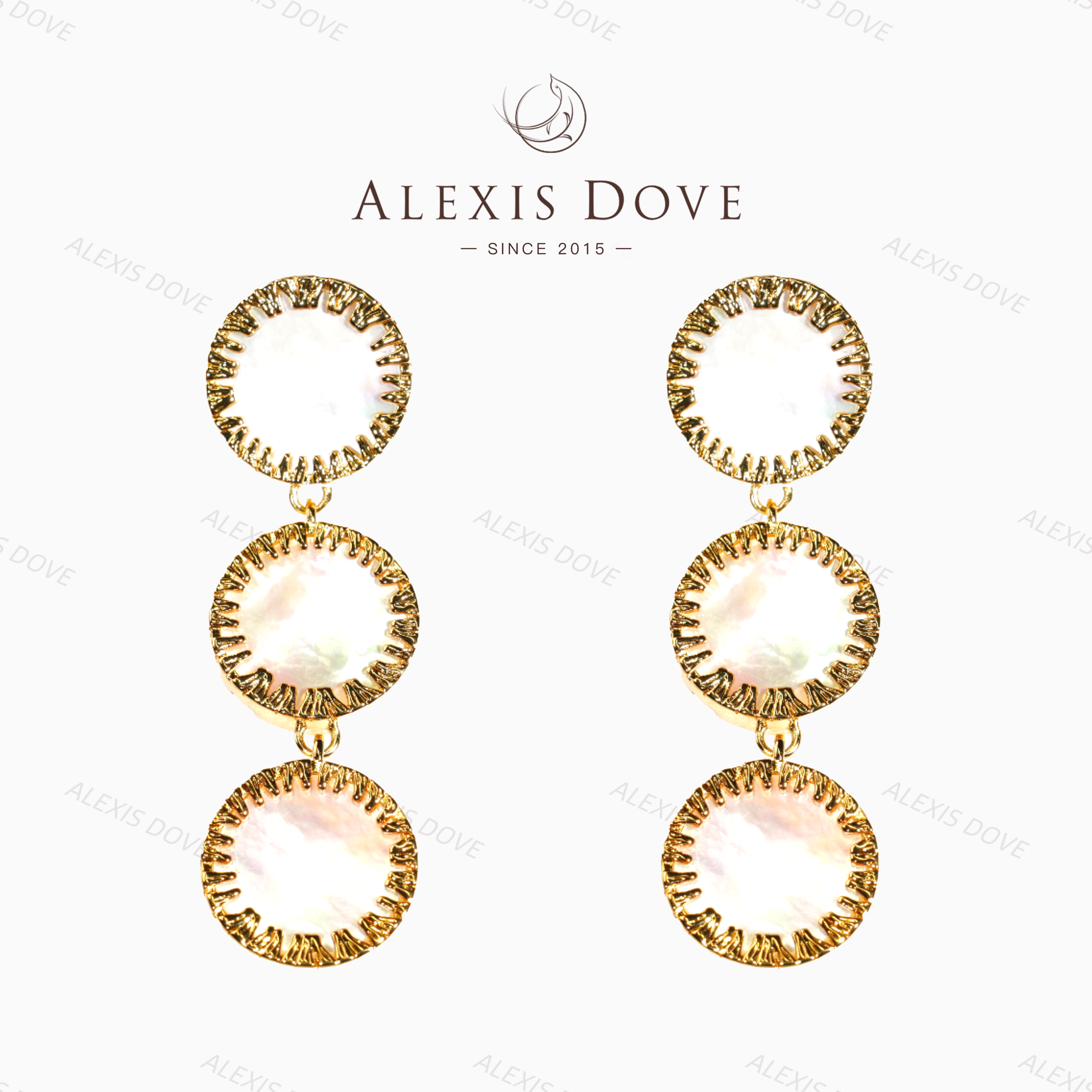 合金合成锆石耳饰 欧美时尚简约百搭贝母耳钉