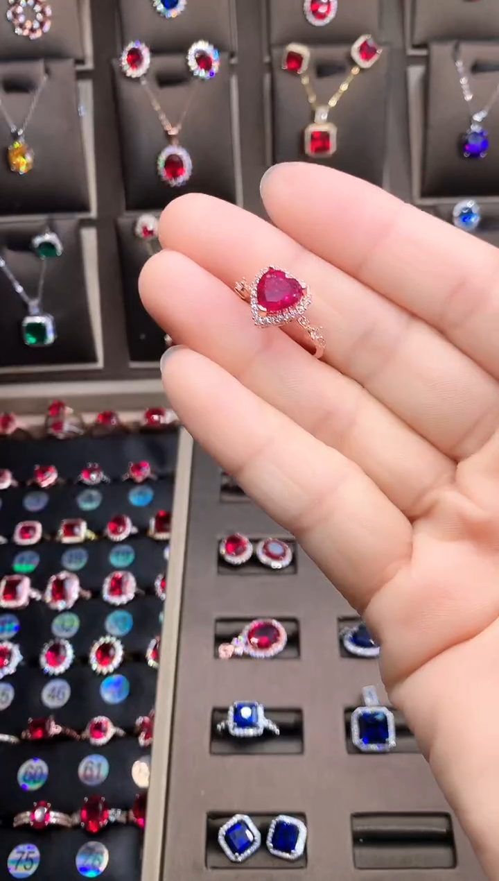 【闪购商品】红宝石戒指银S925镶嵌玫瑰金