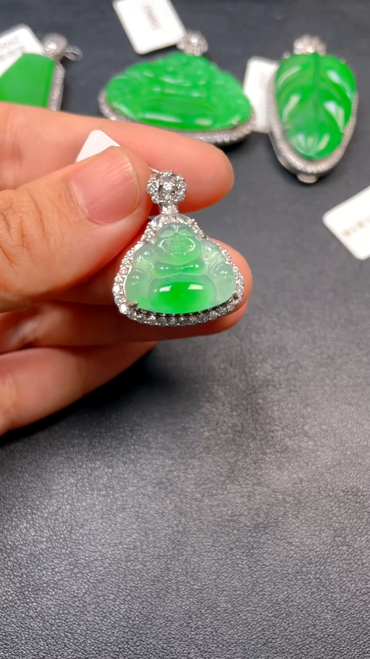 吊坠(不含链)银S925镶嵌翡翠吊坠
