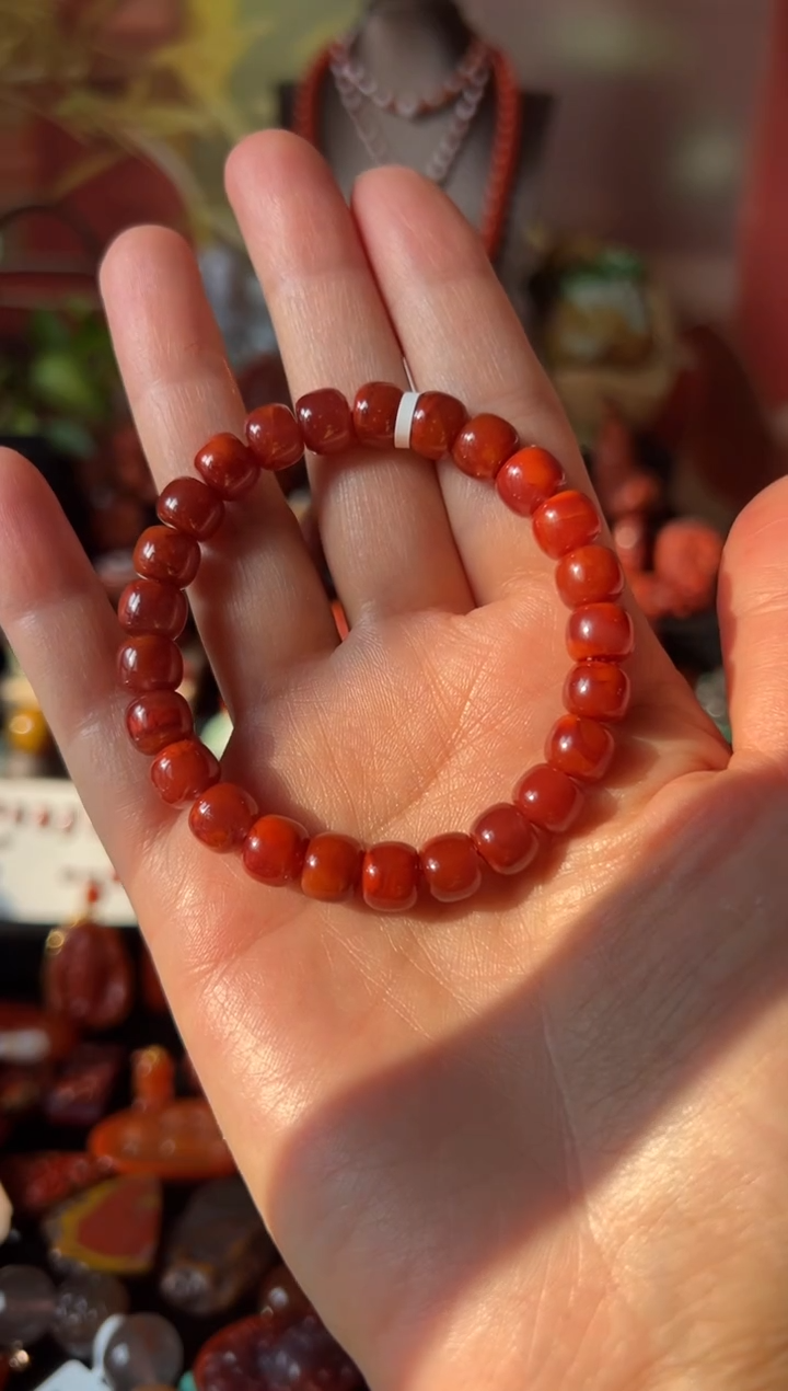 未镶嵌手链南红玛瑙8mjm+火焰